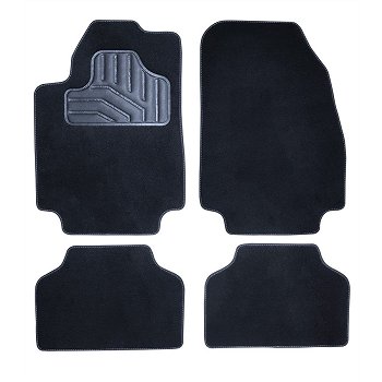 Set 4 tappeti universali NORAUTO neri in moquette e pvc